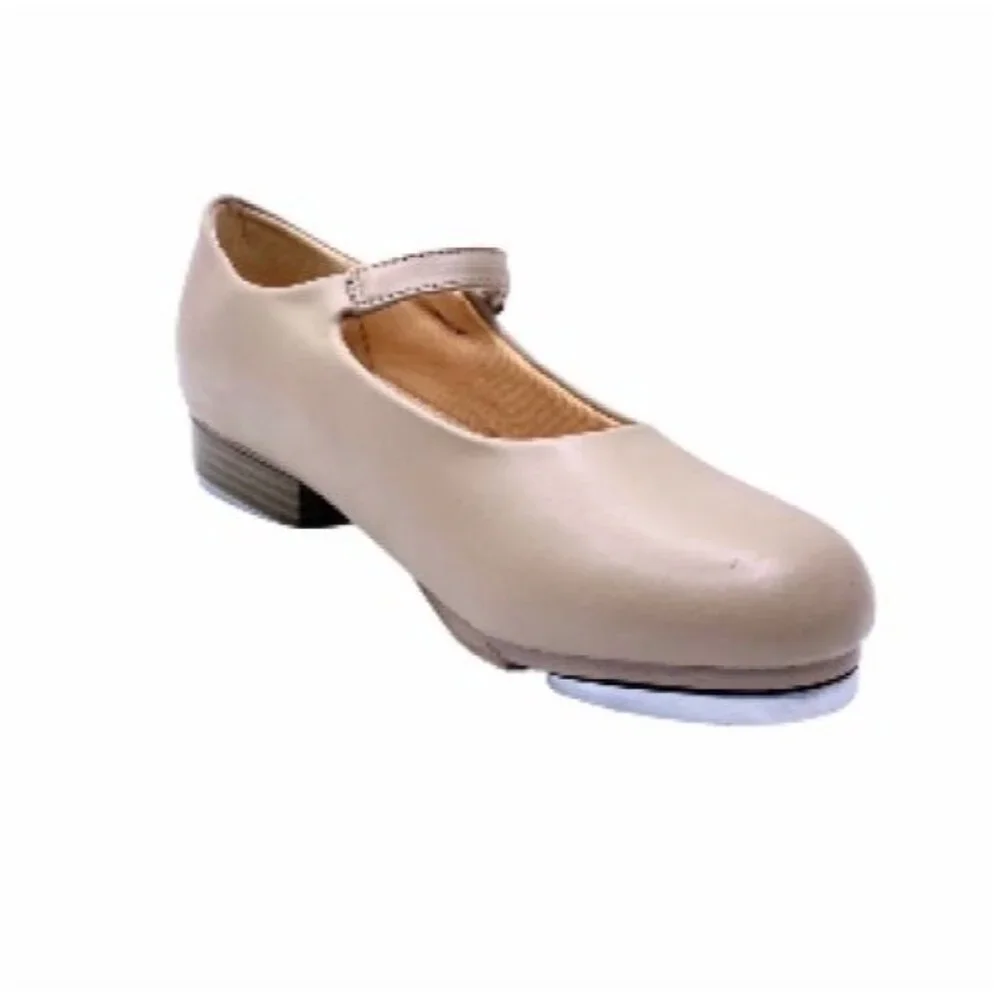 Girls Mary Jane Tap Shoes Tan Buckle Dance Class Recital Stage New Performance